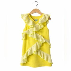 Lanoosh Girls Yellow Ruffle Dress Size 6/7 Boutique Designer Cottagecore